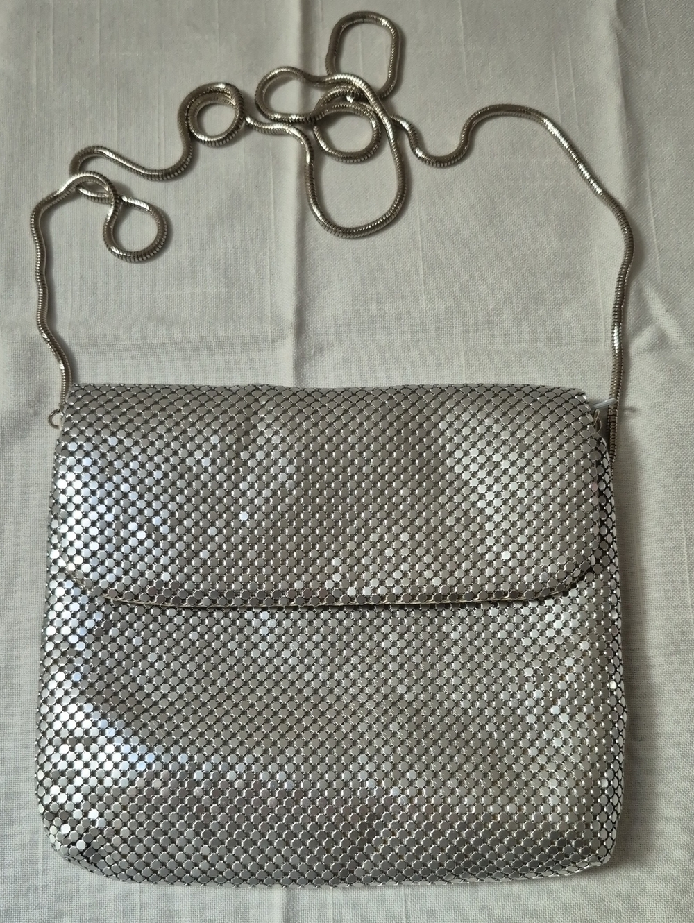 Silver Mesh Crossbody Bag - Elegant Evening Clutch
